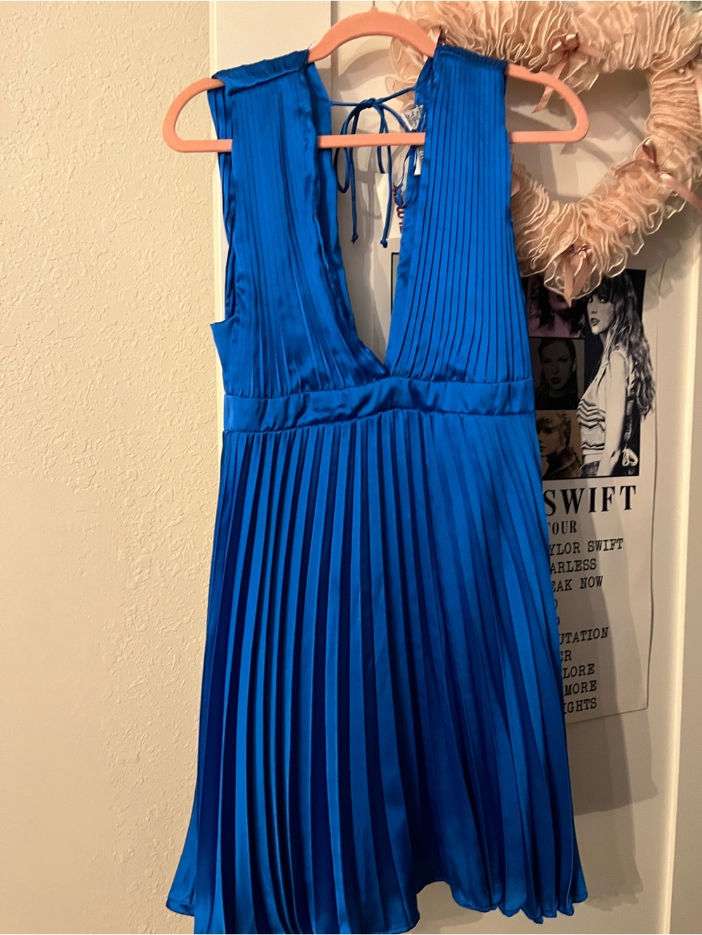 Sincerly Jules Royal Blue Strapless Pleated Party Dress